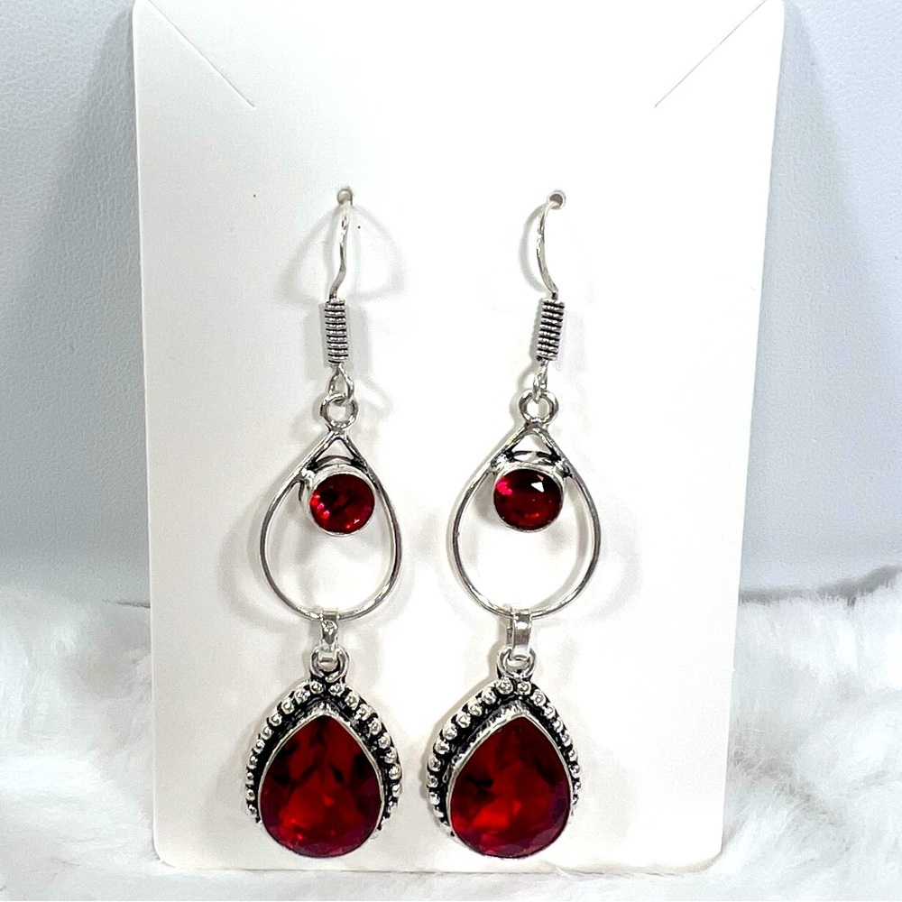 Garnet 925 Synthetic Earrings